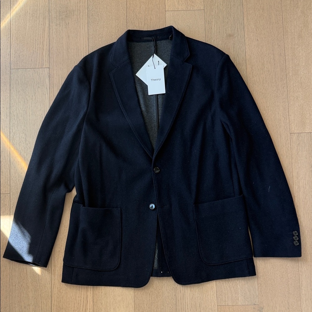 Theory Navy Tailored Knit Jacket